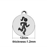 (image for) Small 12mm Stainless Round Charm - Runner Running