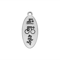 (image for) 09.5*22mm Small Stainless Steel Charm - Triathlon Images