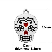 (image for) Small 13*18mm Stainless Steel Charm - Color Skull