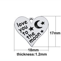 (image for) Small Stainless Steel Heart Charm - I Love You to Moon & Back