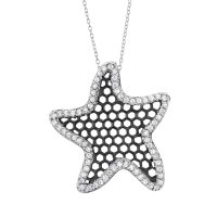 (image for) 925 - Sterling - Starfish 2 tone Textured Pendant