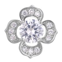 (image for) Snap Jewelry Large CZ - 4 Petal Flower Clear