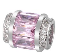 (image for) Stainless Charm CZ Barrel - Baguette Pink & Clear
