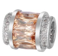 (image for) Stainless Charm CZ Barrel - Baguette Beige Champagne & Clear