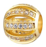 (image for) Stainless Charm CZ Round - Hollow Lines Gold