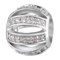 (image for) Stainless Charm CZ Round - Hollow Lines