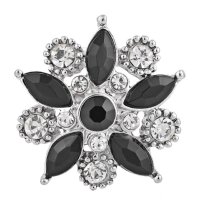(image for) Snap Jewelry Rhinestone Black & Clear Flower
