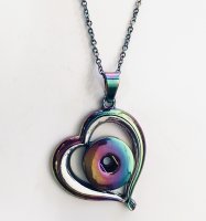 (image for) Snap Jewelry Colorful Metal Heart Pendant And 20" Necklace