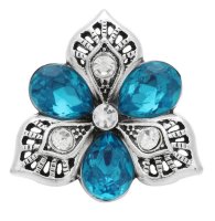 (image for) Snap Jewelry Rhinestone - Flower 3 Stone Petals Lt Blue