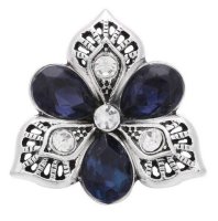 (image for) Snap Jewelry Rhinestone - Flower 3 Stone Petals Dark Blue