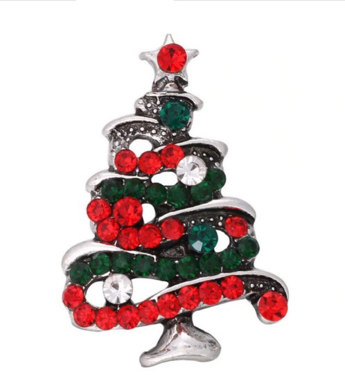 (image for) Snap Jewelry Rhinestone Christmas Tree Green & Red - Click Image to Close