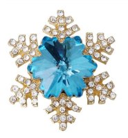 (image for) Snap Jewelry Rhinestone Blue & Clear Snowflake Gold Base