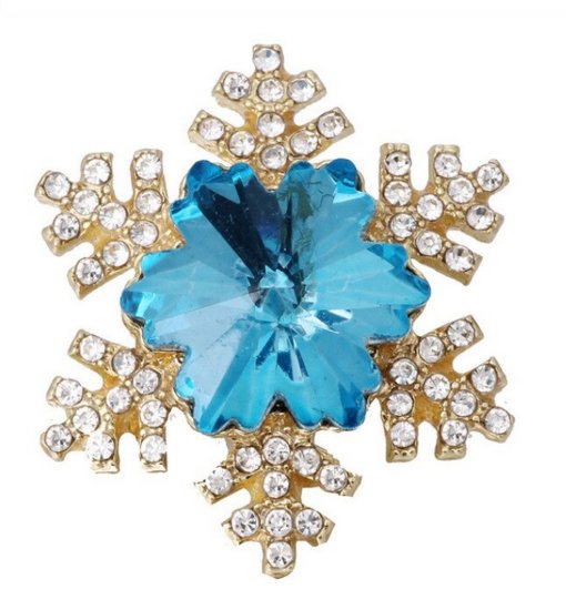 (image for) Snap Jewelry Rhinestone Blue & Clear Snowflake Gold Base - Click Image to Close
