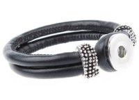 (image for) Snap Jewelry Bracelet PU Leather Hook & Loop - Black