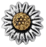 (image for) Mini 12mm Metal Silver & Gold Sunflower fits Petite Ginger Charm
