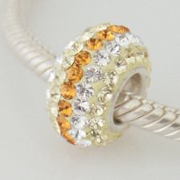 (image for) Austrian Crystal Charm 925 - 5 Row - Clear & Gold Vertical Lines