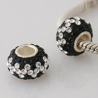 (image for) Austrian Crystal Charm 925 - 5 Row - Black & Clear