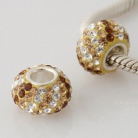 (image for) Austrian Crystal Charm 925 - 5 Row - Brown, Beige & Clear