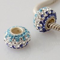(image for) Austrian Crystal Charm 925 - 5 Row - Graded Blue Clear & Purple