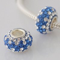 (image for) Austrian Crystal Charm 925 - 5 Row - Blue Center & Clear