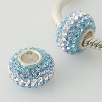 (image for) Austrian Crystal Charm 925 - 5 Row - Lt. Blue & 1 Clear Row