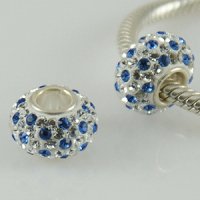(image for) Austrian Crystal Charm 925 - 5 Row - Clear & Blue