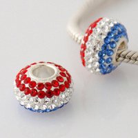 (image for) Austrian Crystal Charm 925 - 5 Row - USA Red, White & Blue