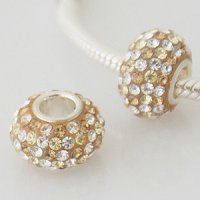 (image for) Austrian Crystal Charm 925 - 5 Row - Citrine, Gold & Clear