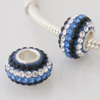 (image for) Austrian Crystal Charm 925 - 5 Row - Blue, Dark Blue, & Clear