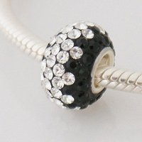 (image for) Austrian Crystal Charm 925 - 5 Row - Black & Clear
