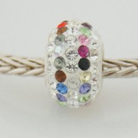 (image for) Austrian Crystal Charm 925 - 5 Row - Clear & Multi Color Lines