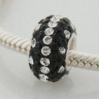 (image for) Austrian Crystal Charm 925 - 5 row - Black and White