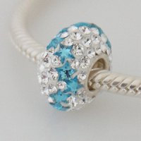 (image for) Austrian Crystal Charm 925 - 5 Row - Clear & Blue Stars Design