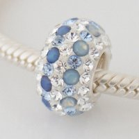 (image for) Austrian Crystal Charm 925 - 5 Row - Opalescent Clear Blue Lines