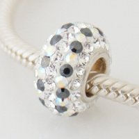 (image for) Austrian Crystal Charm 925 - 5 Row - AB Clear w/ Black Dots