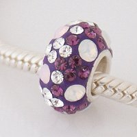 (image for) Austrian Crystal Charm 925 - 5 Row - Opalescent Purple PinkClear