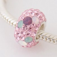 (image for) Austrian Crystal Charm 925 - 5 Row - Opalescent Pink Blue Clear