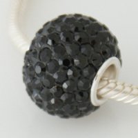 (image for) Charm 925 - 7 Row Round Crystal - Black