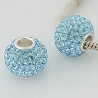 (image for) Charm 925 - 7 Row Giant Crystal - Light Blue