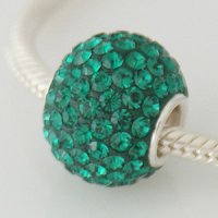 (image for) Charm 925 - 7 Row - Giant Crystals - Emerald Green