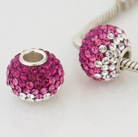 (image for) Charm 925 - 7 Row - Giant Crystals - Graduated Clear to Fuchsia