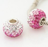 (image for) Charm 925 - 7 Row - Giant Crystals - Graduated Clear to Pink