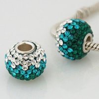 (image for) Charm 925 - 7 Row - Giant Crystals - Graduated Clear to Teal