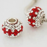 (image for) Charm 925 - 7 Row - Giant Crystals - Clear & Red