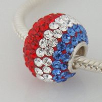 (image for) Charm 925 - 7 Row - Giant Crystals - Red, White & Blue