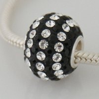 (image for) Charm 925 - 7 Row - Giant Crystals - Black & Clear Lines