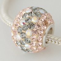 (image for) Charm 925 - 7 Row - Giant Crystals - Peach, Gray & AB Clear