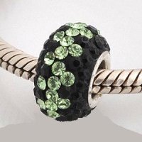 (image for) Austrian Crystal Charm 925 - 5 Row - Zig-Zag Black & Lime
