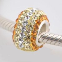 (image for) Austrian Crystal Charm 925 - 5 Row - Gold, Citrine & Clear Lines