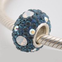 (image for) Austrian Crystal Charm 925 - 5 Row - Dark Blue & AB Clear
